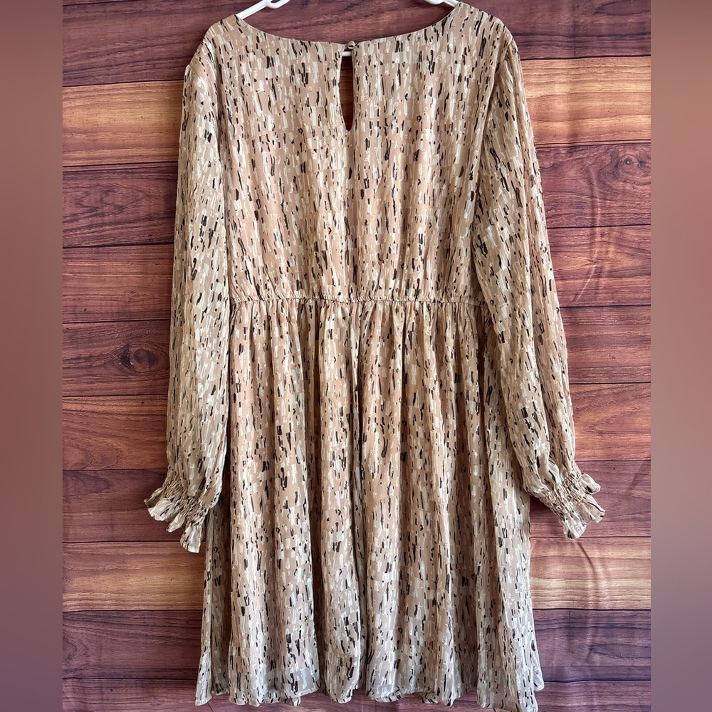 Kori America Gold Metallic Clip Dot Babydoll Dress XL Abstract Print PB7728 NEW - Picture 6 of 8